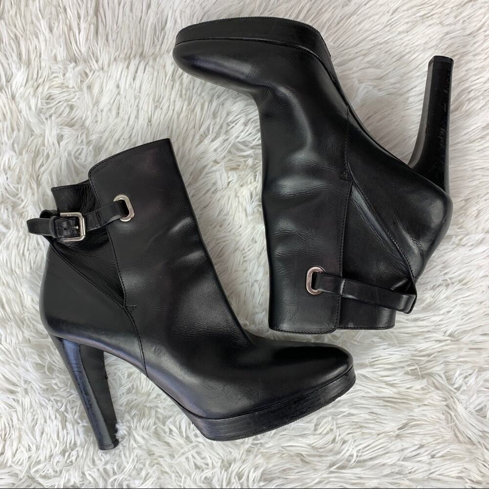 Ralph Lauren Collection Ankle Booties black size 9B, almond toe, classic, preppy